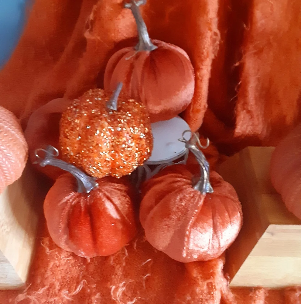 Fall Decor Orange Pumpkin Accents 8 pc